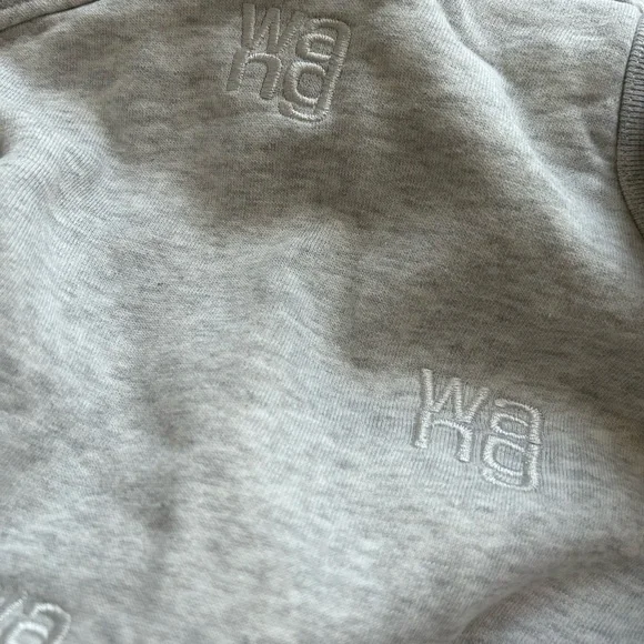 Alexander Wang All Over Logo Embroidery Monogram Turtleneck Sweatshirt Crop Top - Picture 17 of 17